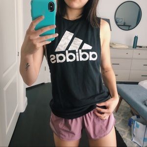 Adidas logo black muscle tank top